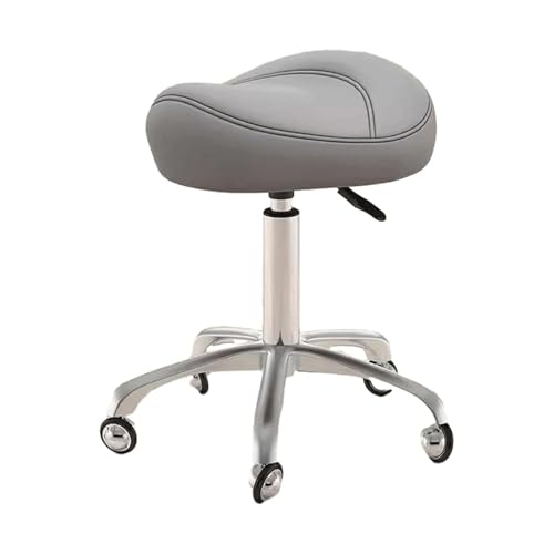 FXLUHAY Hocker Sattelhocker Drehstuhl mit Rollen Höhe Sattelstuhl Tragkraft 100kg(Grey) von FXLUHAY