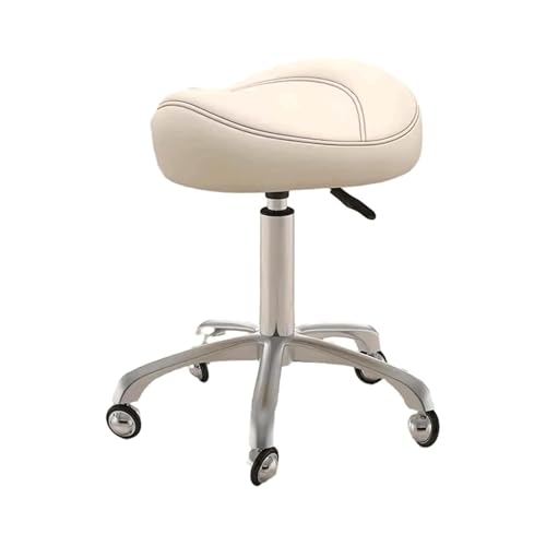 FXLUHAY Hocker Sattelhocker Drehstuhl mit Rollen Höhe Sattelstuhl Tragkraft 100kg(White) von FXLUHAY