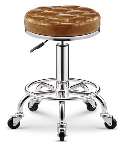 FXLUHAY Hocker auf Rädern, Schönheitsstuhl, Friseurstuhl, Drehstuhl, Hebebühne, Werkbank, Nagelstudio, Schönheitsrolle(H) von FXLUHAY