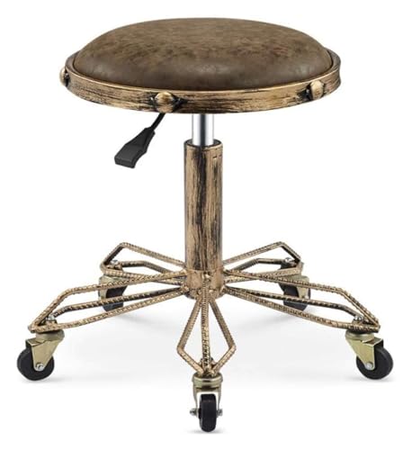 FXLUHAY Hocker auf Rädern, Schreibtischhocker mit Rädern, Sattel-Salonhocker mit schwarzem Kunstledersitz, Höhe 50–64 cm, Tragkraft 160 kg,(Black) von FXLUHAY