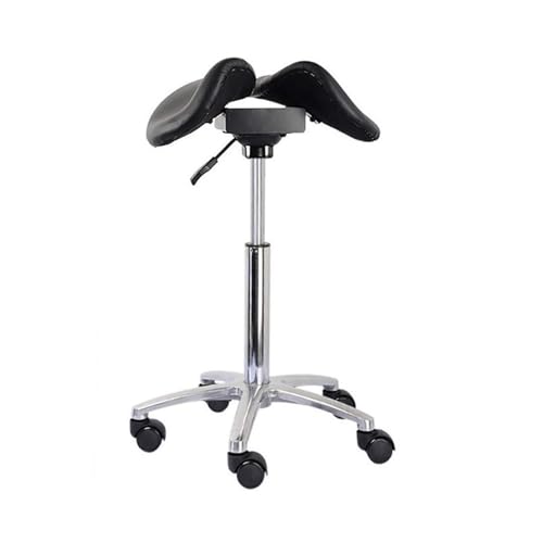 FXLUHAY Hocker auf Rädern, rund, hydraulisch, for den Salon, Hocker, 360-Grad-Rollrad(Black) von FXLUHAY