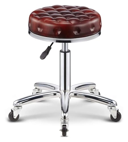 FXLUHAY Hocker auf Rädern, runder Hocker, Stuhl, verdicktes Kissen, PU-Barhocker, hohe Ladenhocker, Schönheitssalon, Barbershop, Drehstuhl(B) von FXLUHAY