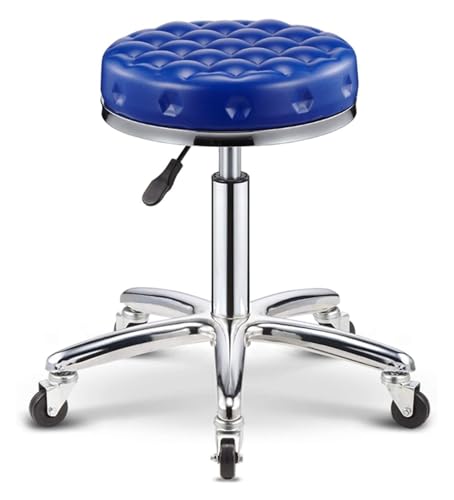 FXLUHAY Hocker auf Rädern, runder Hocker, Stuhl, verdicktes Kissen, PU-Barhocker, hohe Ladenhocker, Schönheitssalon, Barbershop, Drehstuhl(D) von FXLUHAY