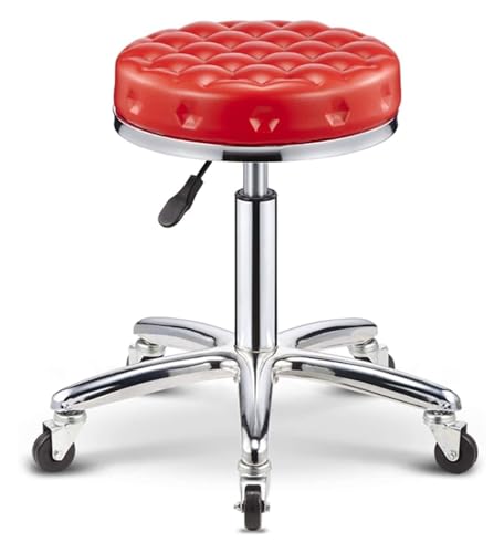 FXLUHAY Hocker auf Rädern, runder Hocker, Stuhl, verdicktes Kissen, PU-Barhocker, hohe Ladenhocker, Schönheitssalon, Barbershop, Drehstuhl(E) von FXLUHAY