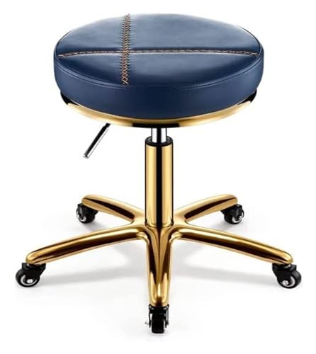FXLUHAY Hocker auf Rädern, runder hydraulischer Salonstuhlhocker, 360° drehbarer Salonhocker mit Rädern(Blu) von FXLUHAY