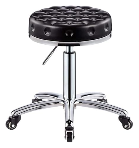 FXLUHAY Hocker auf Rädern Friseur Spezialrolle for Schönheitssalons Barbershop Friseur Maniküre Haarschneiden Drehhocker Bequem(Black) von FXLUHAY