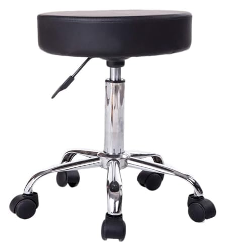 FXLUHAY Hocker auf Rädern Friseurhocker Spezial-Rollenhocker for Schönheitssalons Barbershop Friseur Maniküre Haarschneiden Drehhocker Bequem (Farbe: Rot)(Black) von FXLUHAY