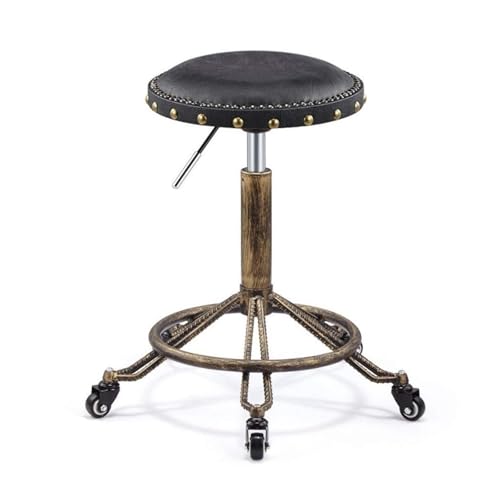 FXLUHAY Hocker auf Rollen, rund, Stuhlhöhe, kompakt, Drehhocker, Drehhocker(Black) von FXLUHAY