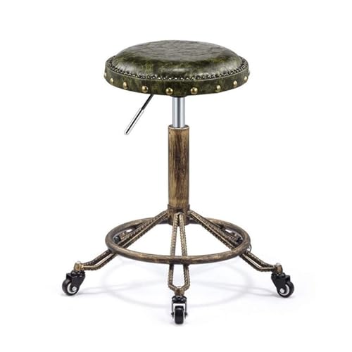 FXLUHAY Hocker auf Rollen, rund, Stuhlhöhe, kompakt, Drehhocker, Drehhocker(Green) von FXLUHAY