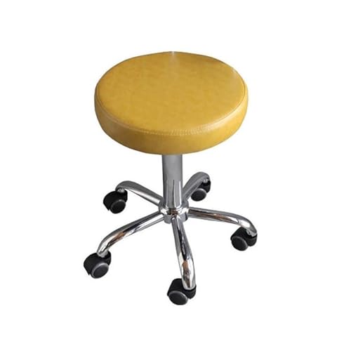 FXLUHAY Hocker auf Rollen, rund, hoher Drehhocker, 360° drehbar, Salonhocker mit Rollen(Yellow) von FXLUHAY
