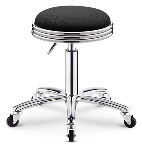 FXLUHAY Hocker auf Rollen, rund, hydraulisch, Salonstuhl, Hocker, Drehhocker, rund, Arbeitshocker(B) von FXLUHAY