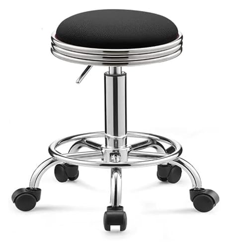 FXLUHAY Hocker auf Rollen, rund, hydraulisch, Salonstuhl, Hocker, Drehhocker, rund, Arbeitshocker(C) von FXLUHAY