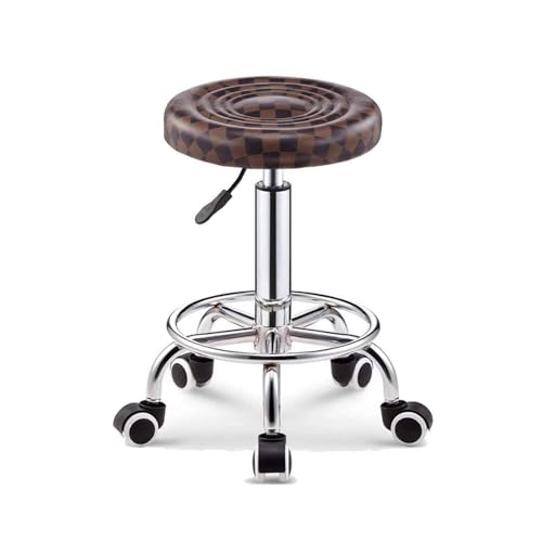 FXLUHAY Hocker auf Rollen, runde Höhe, kompakter Drehhocker, Drehhocker von FXLUHAY