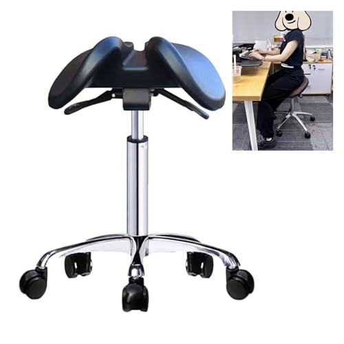 FXLUHAY Hydraulischer Sattelstuhl for Profis, stilvoller Büro-Lifthocker mit drehbarem Sitz, ideal for Zahnärzte und Friseure von FXLUHAY