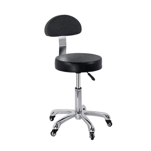 FXLUHAY Klavierhocker auf Rädern, Stehhocker fürs Büro mit Sitz aus schwarzem PVC-Kunstleder, Höhe 43–59 cm, Tragkraft 160 kg(Style#3) von FXLUHAY
