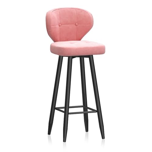FXLUHAY Küchenhocker, Barhocker in Thekenhöhe, hoher Barstuhl, gepolsterter Esszimmerstuhl mit Samtrückenlehne und schwarzen Metallbeinen for die Pub-Hausbar(Pink,75cm(29.5 Inch)) von FXLUHAY