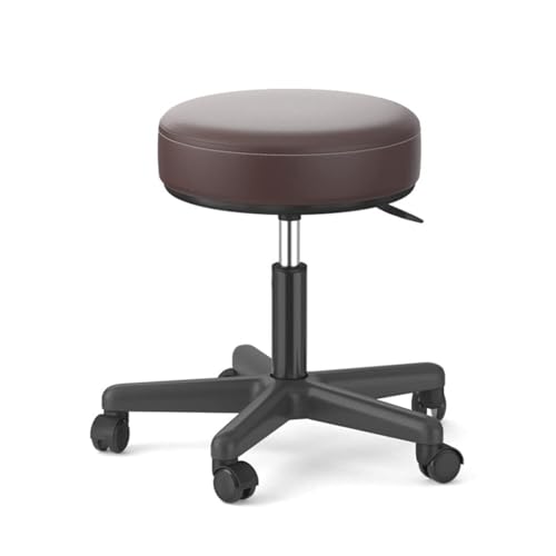 FXLUHAY Master-Sattelhocker mit silberner Edelstahlsitzfläche, Höhe 45–58 cm, Tragkraft 160 kg, runder Hocker for den Schreibtisch im Medical Spa-Büro(C) von FXLUHAY