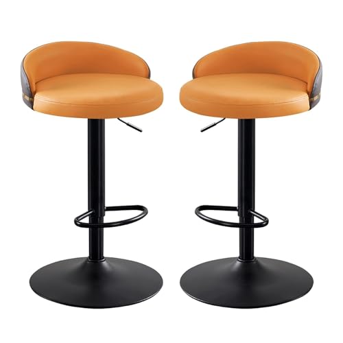 FXLUHAY Moderne Barhocker 2er-Set, ergonomische gepolsterte Barhocker mit Rückenlehne, verstellbare Thekenhocker, drehbare Barhocker for Kücheninsel, höhenverstellbar 62–82 cm(A) von FXLUHAY