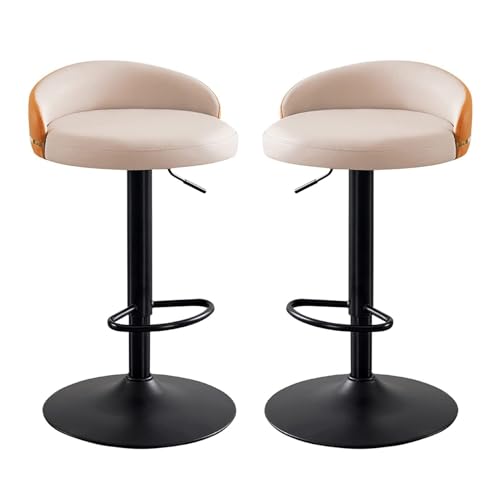 FXLUHAY Moderne Barhocker 2er-Set, ergonomische gepolsterte Barhocker mit Rückenlehne, verstellbare Thekenhocker, drehbare Barhocker for Kücheninsel, höhenverstellbar 62–82 cm(C) von FXLUHAY
