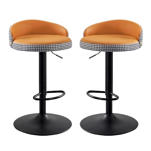FXLUHAY Moderne Barhocker 2er-Set, ergonomische gepolsterte Barhocker mit Rückenlehne, verstellbare Thekenhocker, drehbare Barhocker for Kücheninsel, höhenverstellbar 62–82 cm(D) von FXLUHAY