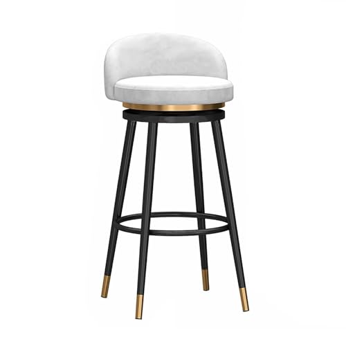 FXLUHAY Moderne Barhocker mit 360°-Drehgelenk, Barhocker-Set mit 1/2/3/4 Barhockern, 25,6/29,5 Zoll Sitzhöhe, gepolsterte Küchenstühle mit Stahlbeinen und Fußstütze(White Gold Leg,1 PCS) von FXLUHAY