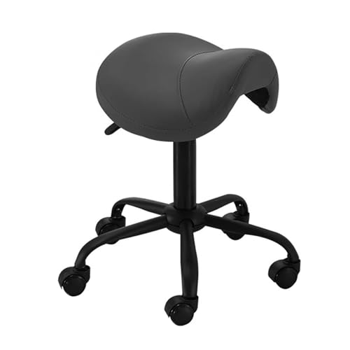 FXLUHAY Professioneller drehbarer Sattelstuhl, Lederhocker for die Schönheitsklinik, Zahnarzt, bequemer Salonstuhl, einfach zu montieren(Black) von FXLUHAY
