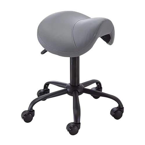 FXLUHAY Professioneller drehbarer Sattelstuhl, Lederhocker for die Schönheitsklinik, Zahnarzt, bequemer Salonstuhl, einfach zu montieren(Grey) von FXLUHAY