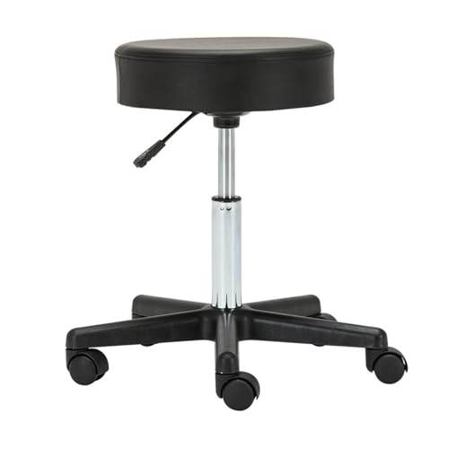 FXLUHAY Robuster, runder Hocker mit 5 Rollen, leicht zu montierender Rollstuhl for Zahnärzte, Spas und Gesundheitseinrichtungen(Black) von FXLUHAY