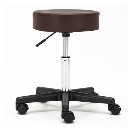 FXLUHAY Robuster, runder Hocker mit 5 Rollen, leicht zu montierender Rollstuhl for Zahnärzte, Spas und Gesundheitseinrichtungen(Brown) von FXLUHAY