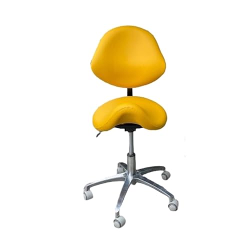 FXLUHAY Satteldrehhocker, professioneller Bürostuhl, Sattelhocker mit robuster Metallbasis, hydraulischer Rollhocker for Studios(Yellow) von FXLUHAY