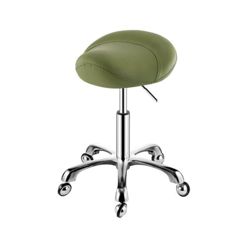 FXLUHAY Sattelhocker, Hocker mit Rädern, Höhe und weichem, bequemem Kissen for das Home-Office, Salon, Geschäft(Green) von FXLUHAY