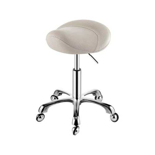 FXLUHAY Sattelhocker, Hocker mit Rädern, Höhe und weichem, bequemem Kissen for das Home-Office, Salon, Geschäft(White) von FXLUHAY