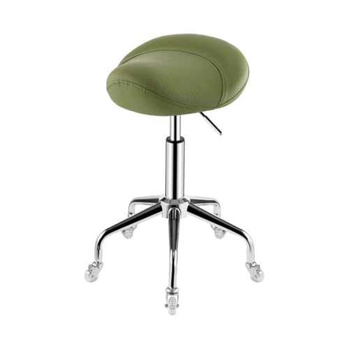 FXLUHAY Sattelhocker, Hocker mit Rädern, weiches, bequemes Kissen und hohe Höhe for das Home-Office, den Salon und das Geschäft(Green) von FXLUHAY