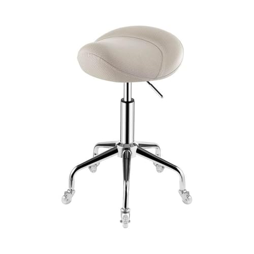 FXLUHAY Sattelhocker, Hocker mit Rädern, weiches, bequemes Kissen und hohe Höhe for das Home-Office, den Salon und das Geschäft(White) von FXLUHAY