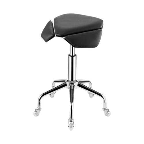 FXLUHAY Sattelhocker, Sattelstuhl, ergonomischer Rollhocker mit 360°-Drehung, Verstellbarer Höhe und weichem, bequemem Kissen for das Home-Office, den Salon oder das Geschäft(Black) von FXLUHAY
