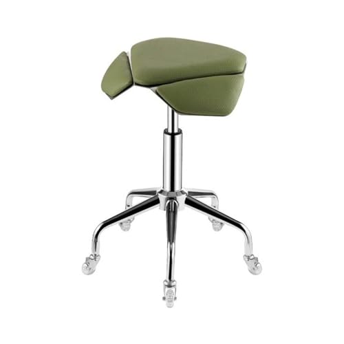 FXLUHAY Sattelhocker, Sattelstuhl, ergonomischer Rollhocker mit 360°-Drehung, Verstellbarer Höhe und weichem, bequemem Kissen for das Home-Office, den Salon oder das Geschäft(Green) von FXLUHAY