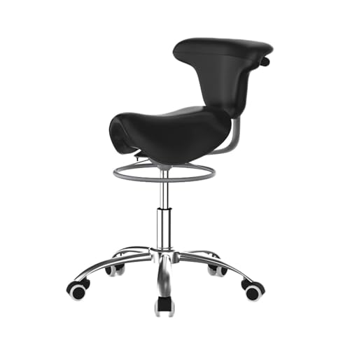 FXLUHAY Sattelhocker, Sattelstuhl mit Pedal, Stuhl mit Rückenlehne,(Black) von FXLUHAY