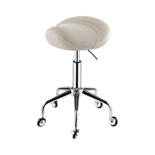 FXLUHAY Sattelhocker, Stuhl, Hocker, weiches, bequemes Kissen und Höhe for Home Office Salon Shop Spa(White) von FXLUHAY