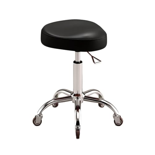FXLUHAY Sattelhocker, ergonomischer Sattelstuhl, rollender Sattelhocker mit Rädern, Verstellbarer hydraulischer Hocker mit Rädern, geeignet for den Einsatz in Büros, Umkleidekabinen(Black) von FXLUHAY
