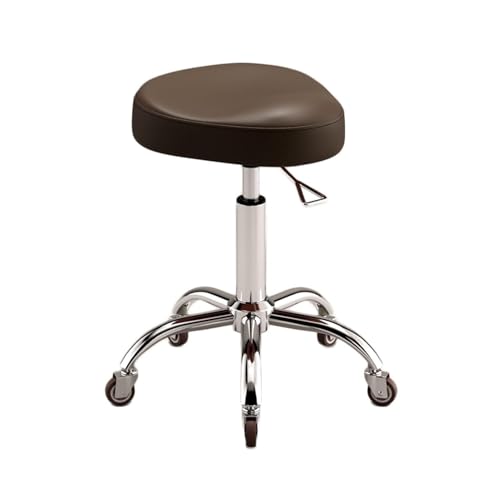 FXLUHAY Sattelhocker, ergonomischer Sattelstuhl, rollender Sattelhocker mit Rädern, Verstellbarer hydraulischer Hocker mit Rädern, geeignet for den Einsatz in Büros, Umkleidekabinen(Brown) von FXLUHAY