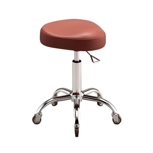FXLUHAY Sattelhocker, ergonomischer Sattelstuhl, rollender Sattelhocker mit Rädern, Verstellbarer hydraulischer Hocker mit Rädern, geeignet for den Einsatz in Büros, Umkleidekabinen(Red) von FXLUHAY