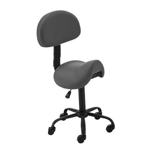 FXLUHAY Sattelhocker-Drehstuhl mit Rückenlehne, Bequeme Hocker for Zahnarztpraxen for Sitzen, ergonomische Stühle for Nageltechniker(Black) von FXLUHAY