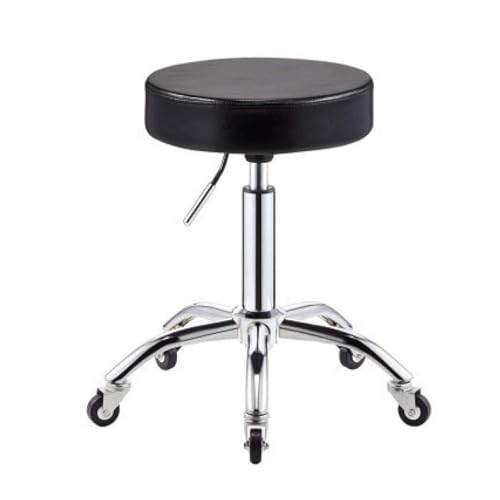 FXLUHAY Sattelhocker auf Rädern, Friseurhocker mit Sitz aus rotem Kunstleder, Höhe 45–59 cm, Tragkraft 160 kg(Style#2) von FXLUHAY