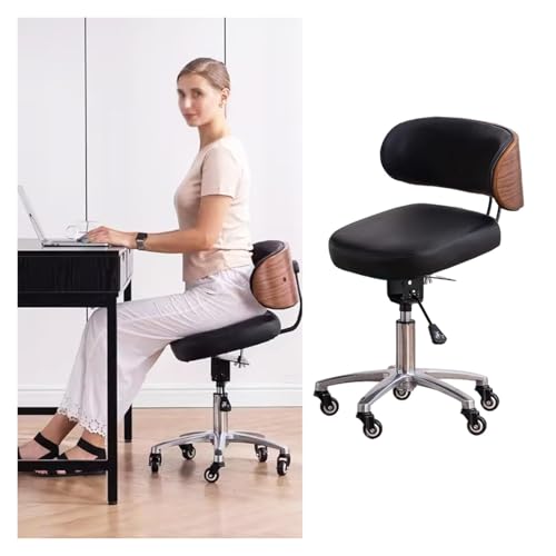 FXLUHAY Sattelhocker mit Rückenlehne, Bürostuhl mit Lordosenstütze, Rollstuhl, Zahnarztstuhl, professioneller Salonstuhl von FXLUHAY