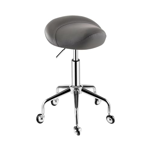 FXLUHAY Sattelhocker mit Verstellbarer Höhe, ergonomischer Rollstuhl-Massage-Bar, um 360 Grad drehbarer Bürostuhl for Spa-Salon mit breiter, Dicker Sitzpolsterung von FXLUHAY