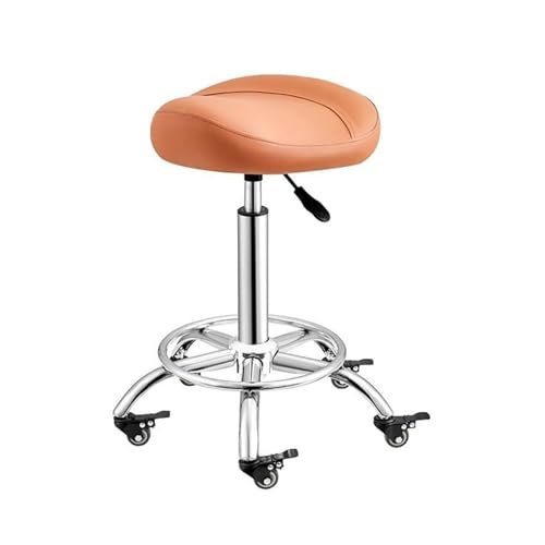 FXLUHAY Sattelhocker mit geräuschlosen Bremsrädern for Home Office Salon Shop, Tragfähigkeit 330lbs(Orange) von FXLUHAY