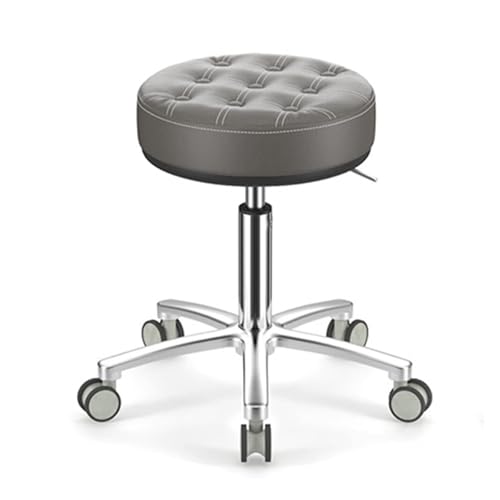 FXLUHAY Sattelhocker mit schwarzer Edelstahlsitzfläche, Höhe 47~62 cm, Tragkraft 160 kg, rund, for Medical Spa, Büro, Schreibtisch, Tattoo(A) von FXLUHAY