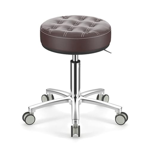 FXLUHAY Sattelhocker mit schwarzer Edelstahlsitzfläche, Höhe 47~62 cm, Tragkraft 160 kg, rund, for Medical Spa, Büro, Schreibtisch, Tattoo(D) von FXLUHAY