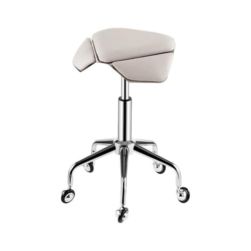 FXLUHAY Sattelhockerstuhl, Hocker mit 360 ° -Drehung, Höhe und weichem, bequemem Kissen for das Home-Office-Salongeschäft(White) von FXLUHAY