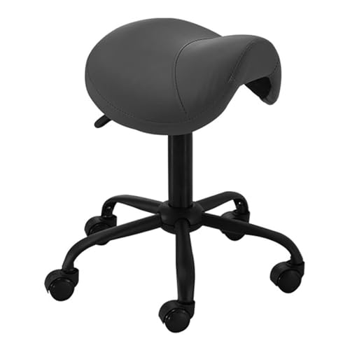 FXLUHAY Sattelstühle, Arbeitshocker for Schönheits- und Massagesalons, Büros, mit wasserdichtem Sitz und Schwenkrädern, Höhe 43–53 cm(Black) von FXLUHAY